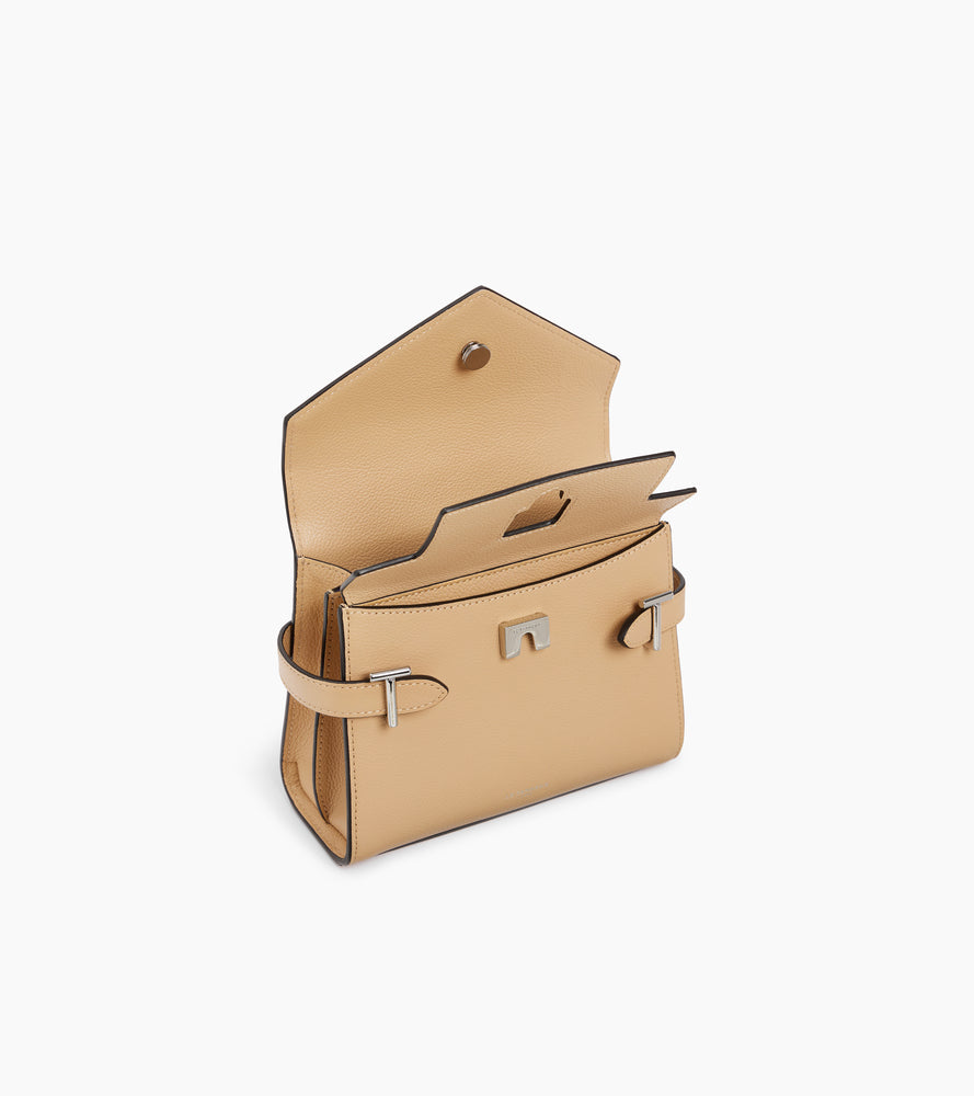 Bolso de mano pequeño Emilie de piel texturizada con doble solapa