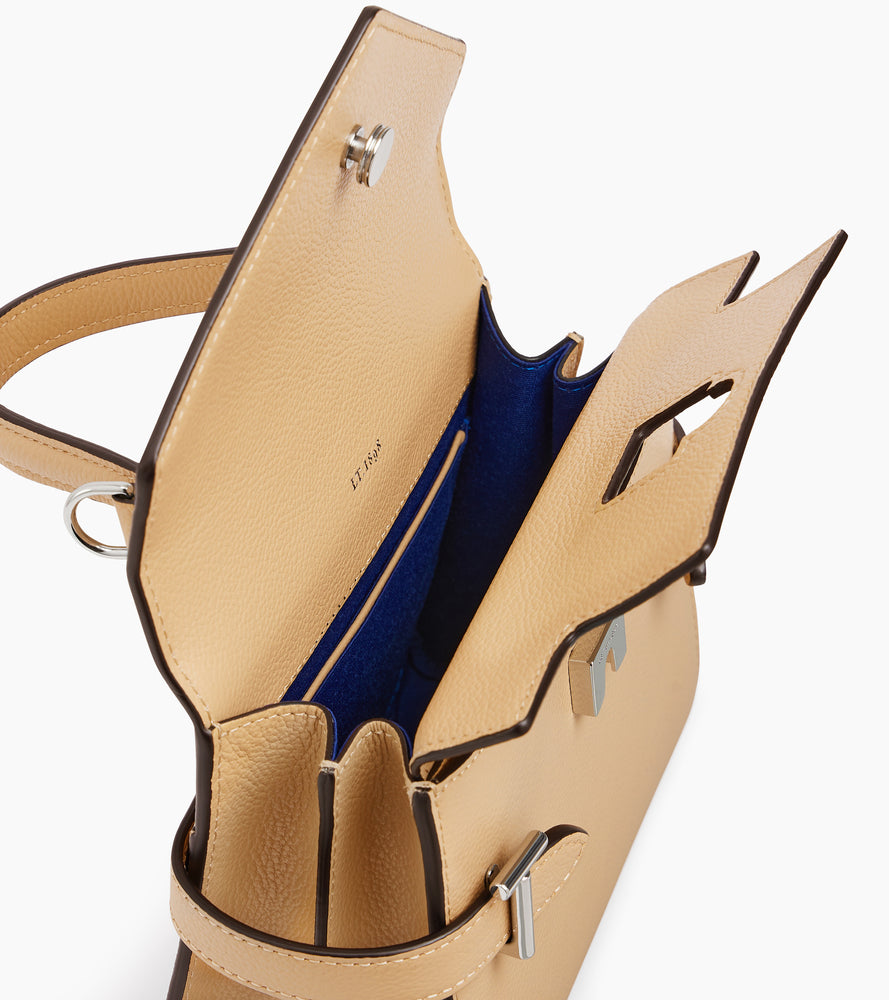 Bolso de mano pequeño Emilie de piel texturizada con doble solapa