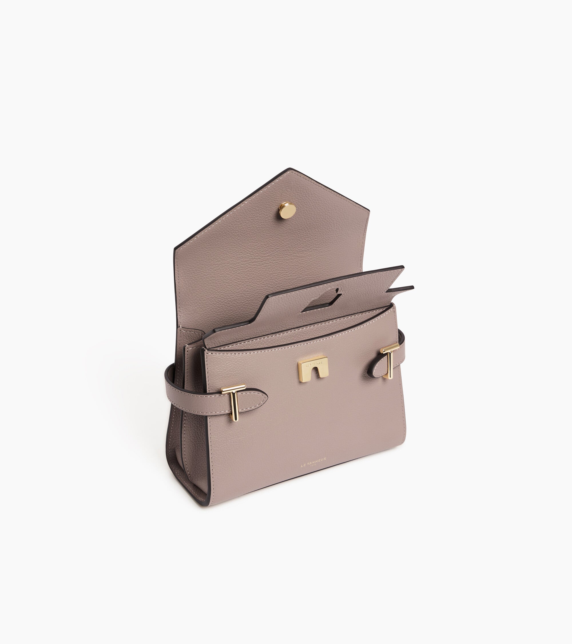 Emilie small handbag with double flap in grained leather
