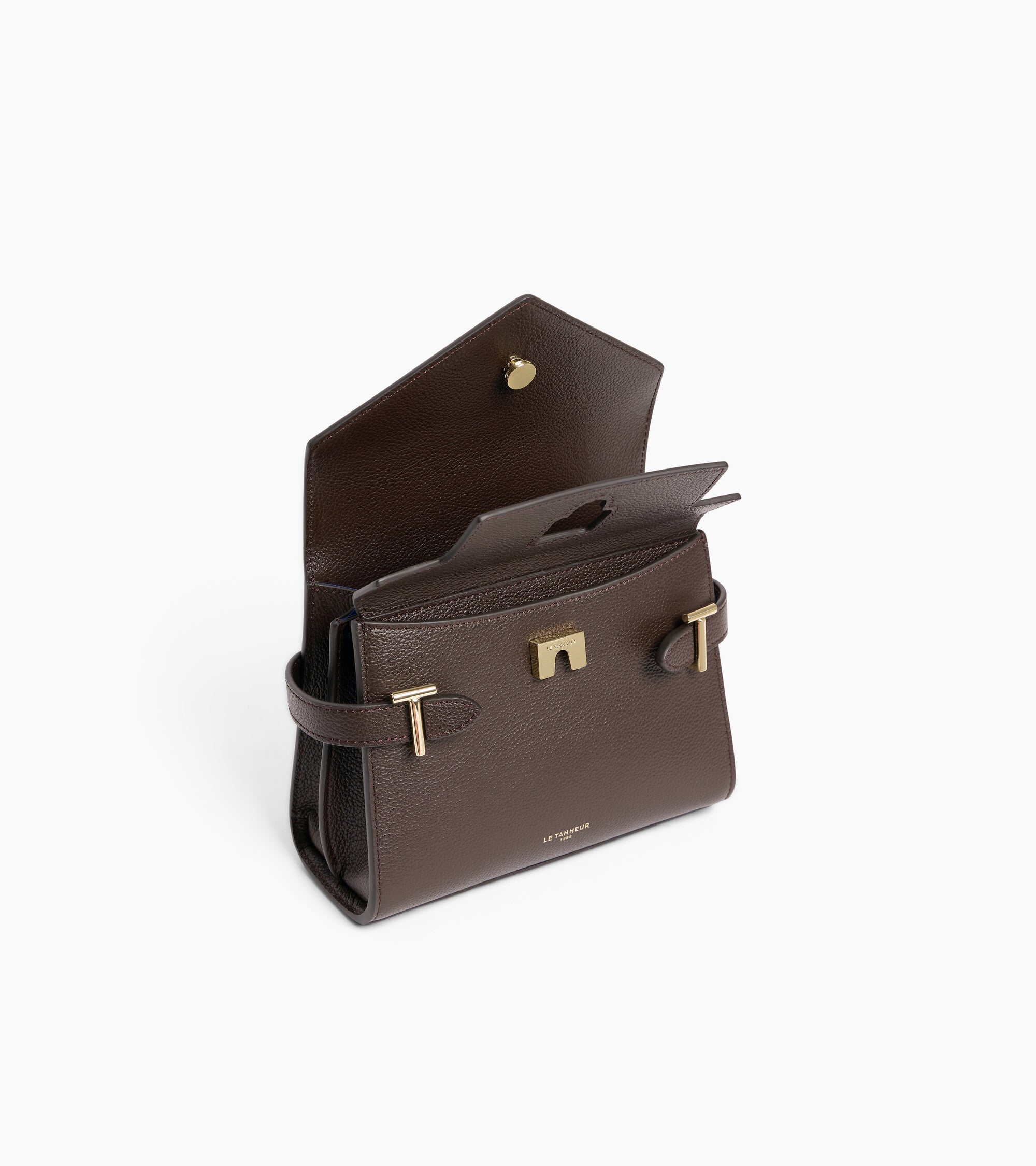 Bolso de mano pequeño Emilie de piel texturizada con doble solapa