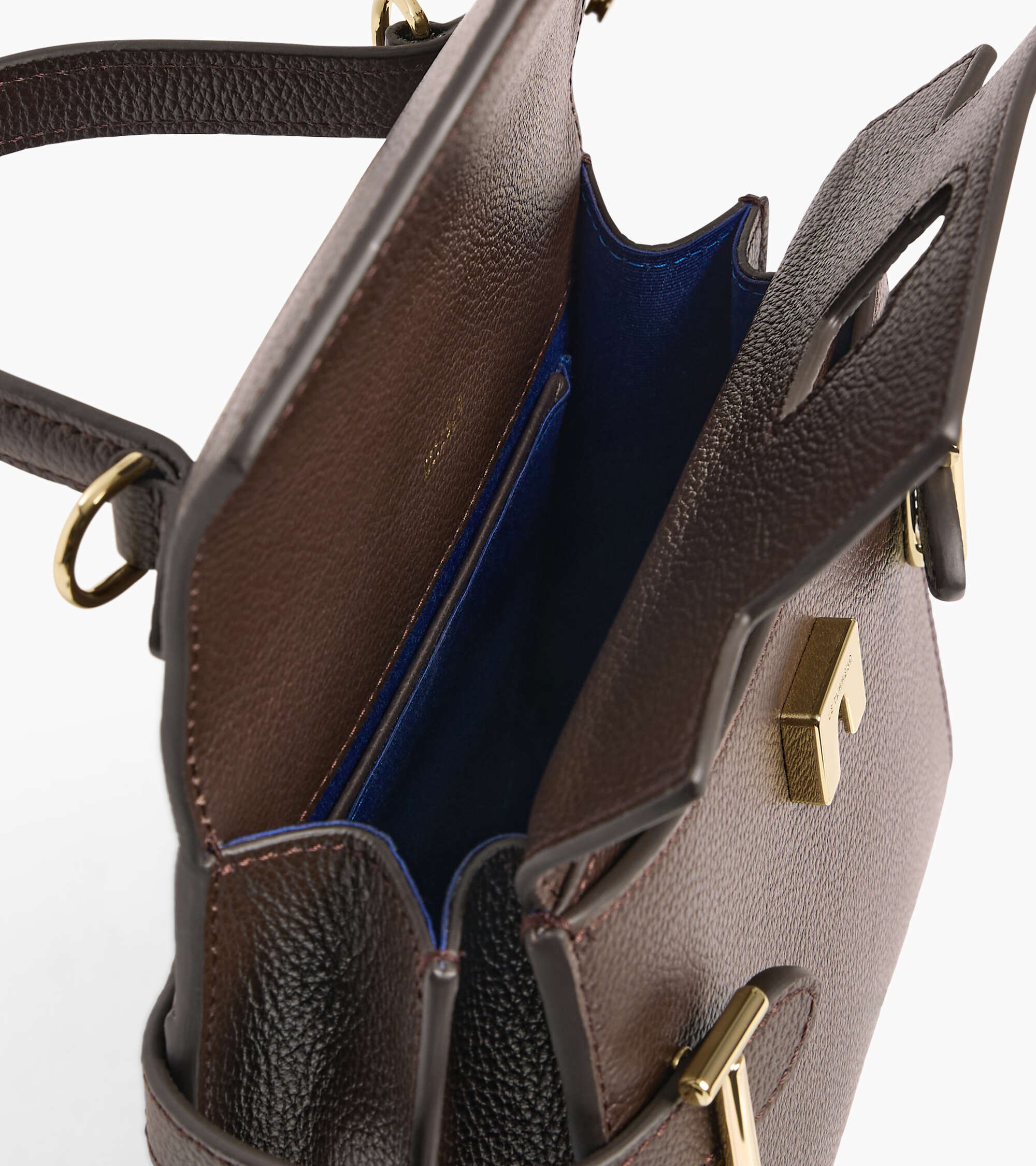 Bolso de mano pequeño Emilie de piel texturizada con doble solapa