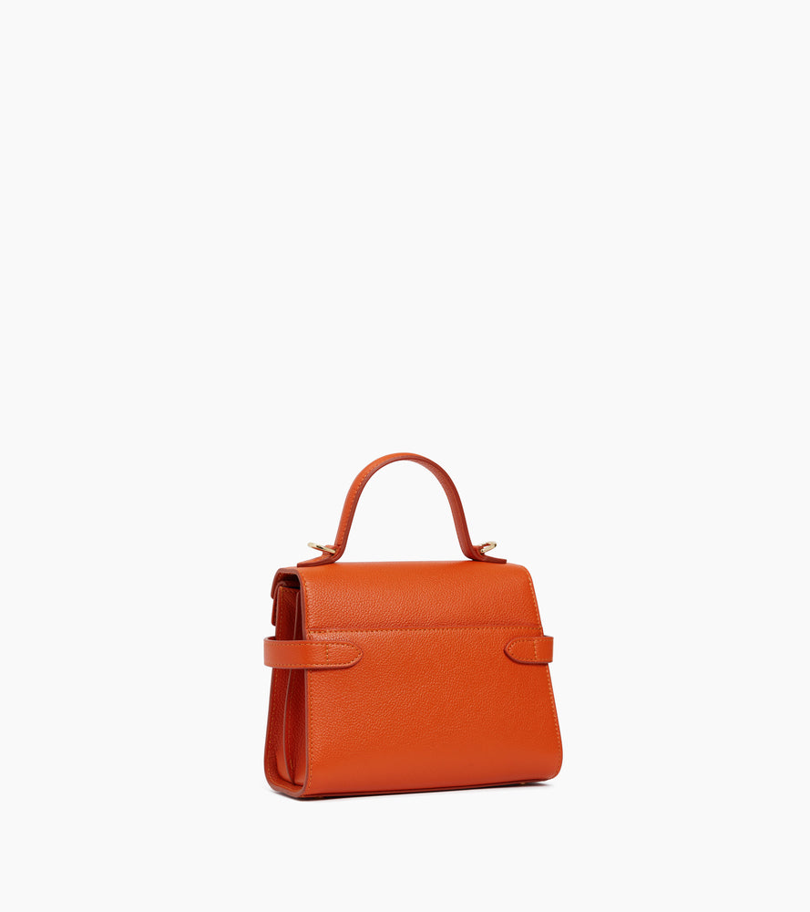 Emilie small handbag with double flap in grained leather