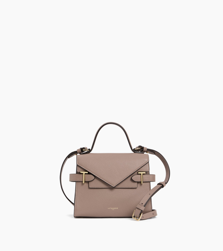 Emilie small handbag with double flap in grained leather