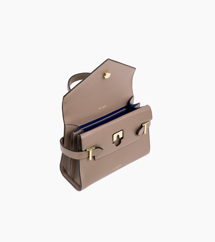 Emilie small handbag with double flap in grained leather