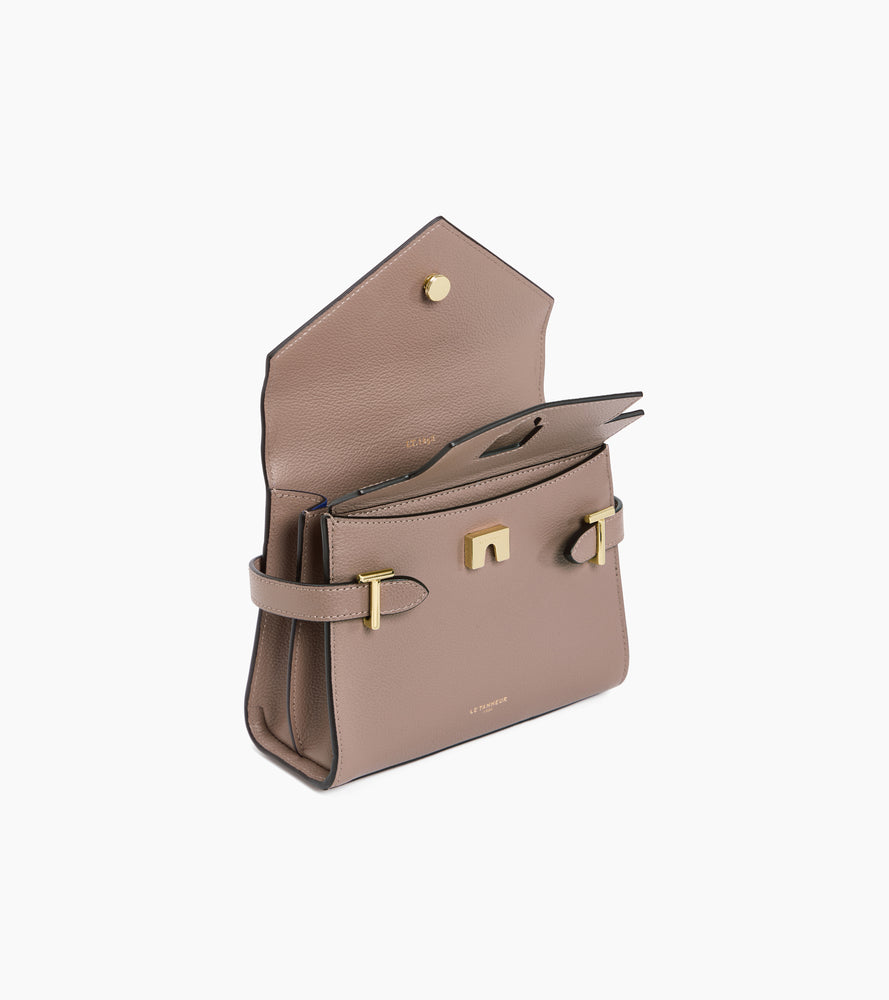 Emilie small handbag with double flap in grained leather