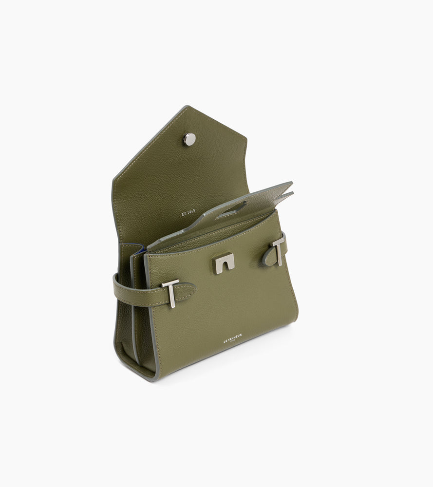 Bolso de mano pequeño Emilie de piel texturizada con doble solapa