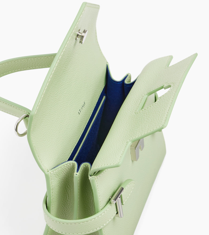 Bolso de mano pequeño Emilie de piel texturizada con doble solapa