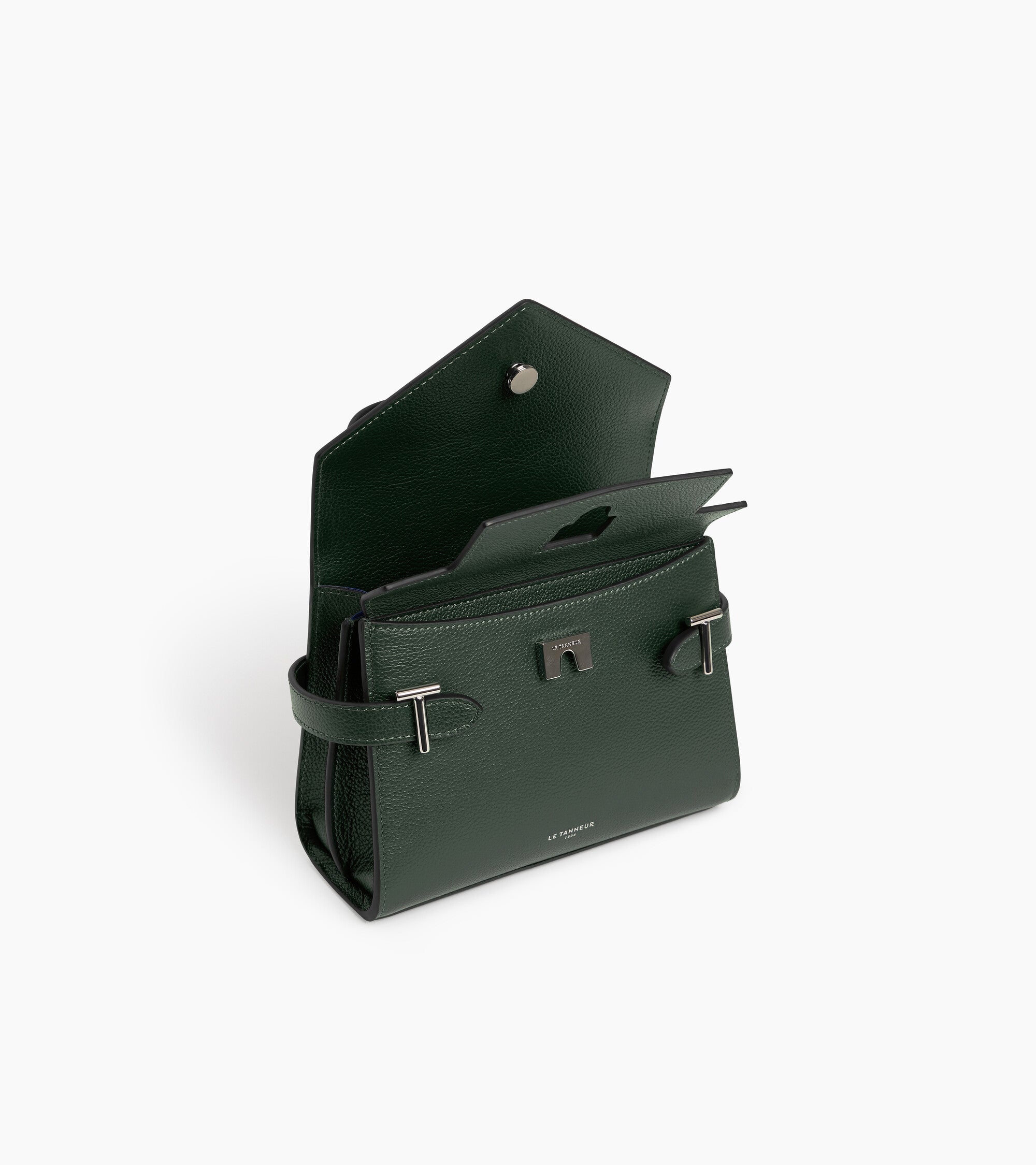 Bolso de mano pequeño Emilie de piel texturizada con doble solapa