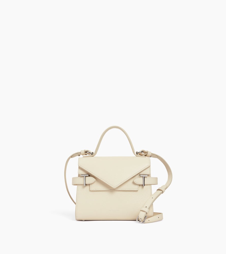 Emilie small handbag with double flap in grained leather