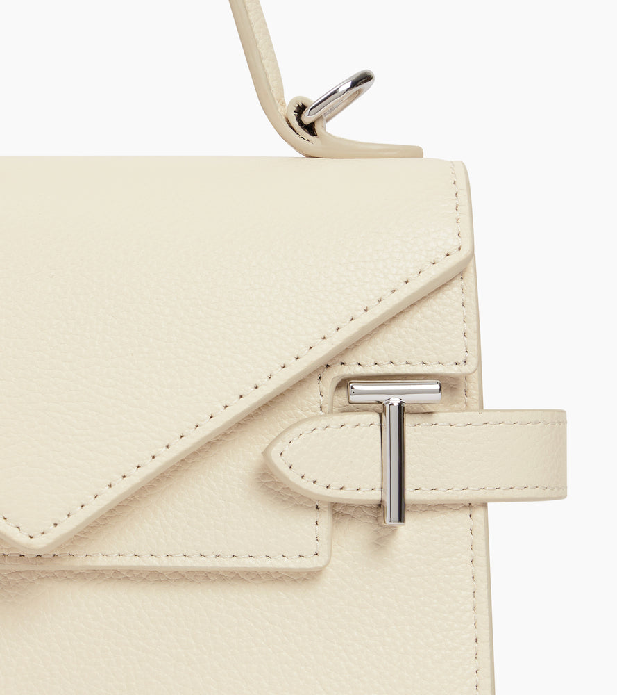 Bolso de mano pequeño Emilie de piel texturizada con doble solapa