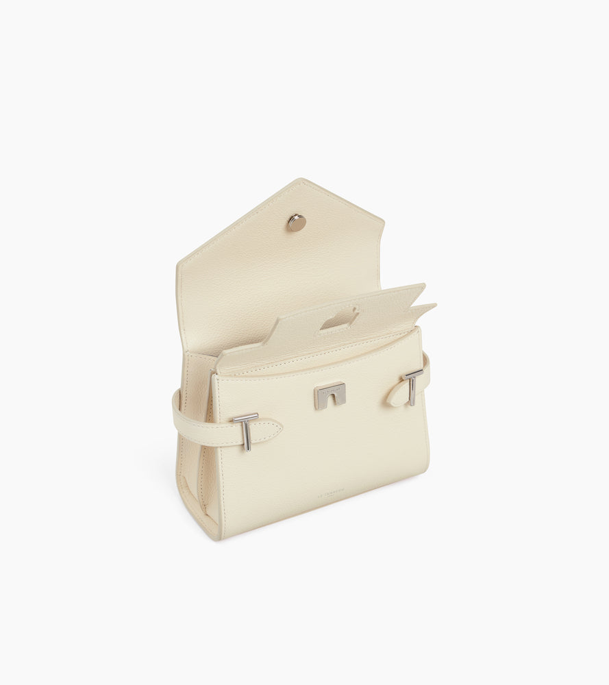 Bolso de mano pequeño Emilie de piel texturizada con doble solapa