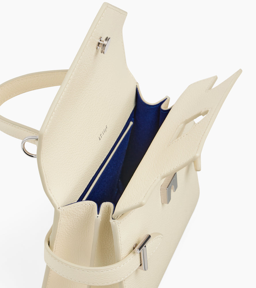 Bolso de mano pequeño Emilie de piel texturizada con doble solapa