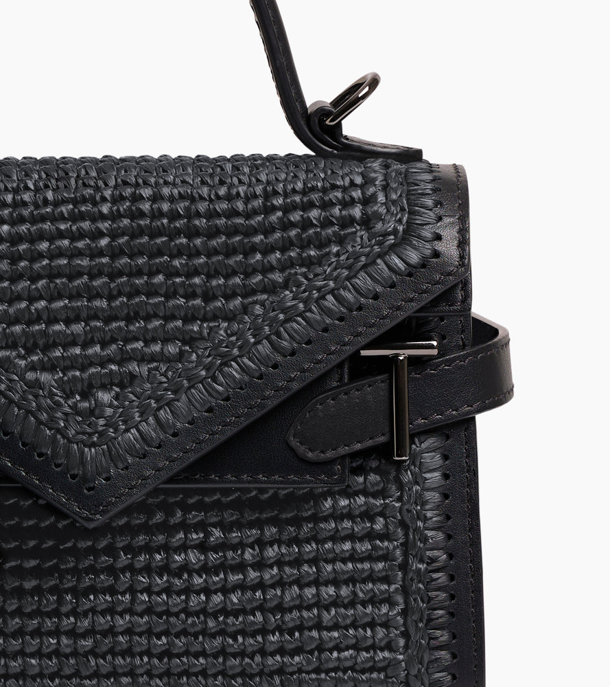 Emilie small handbag in raffia effect and smooth leather