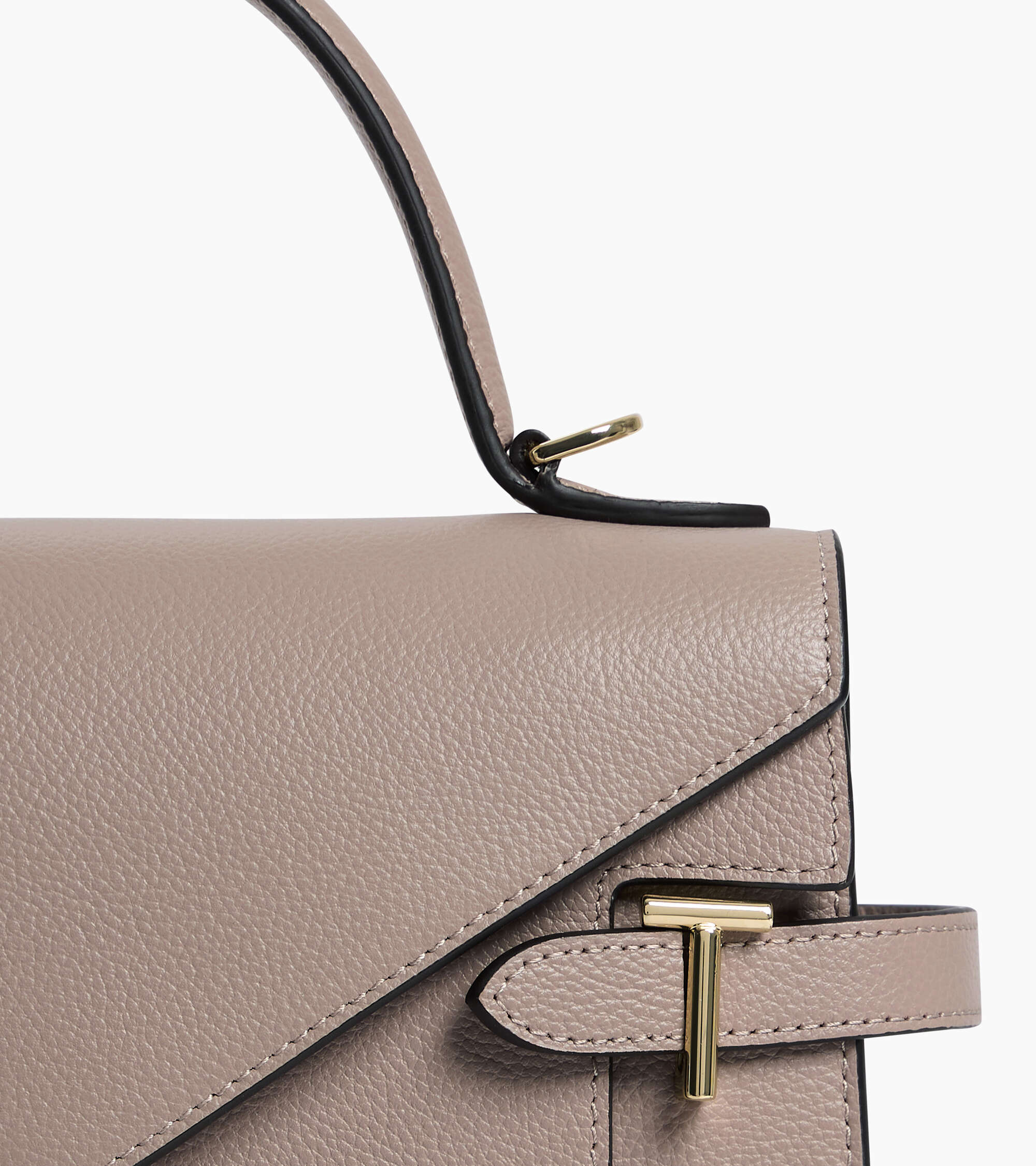 Emilie medium handbag with double flap in grained leather