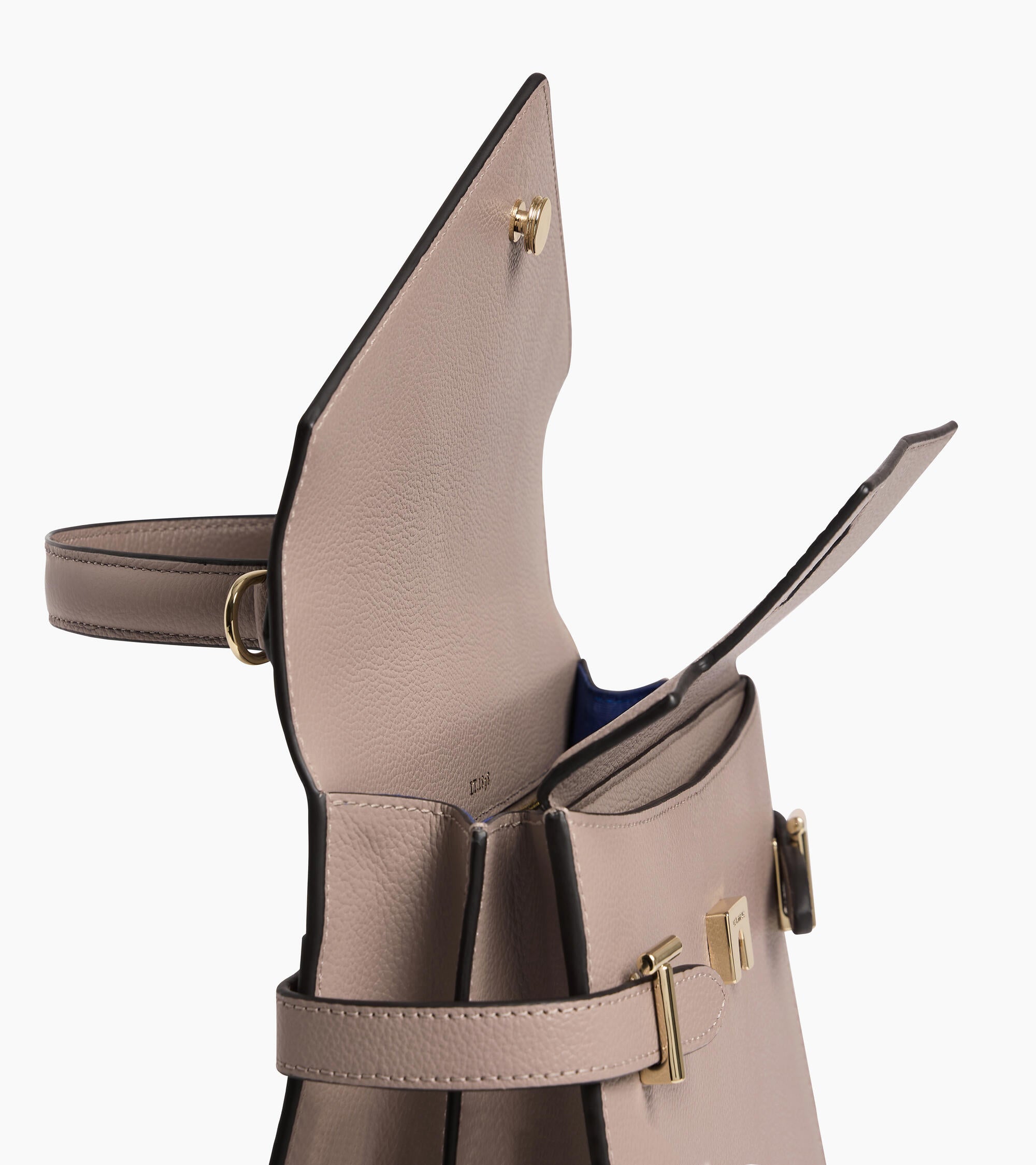 Emilie medium handbag with double flap in grained leather