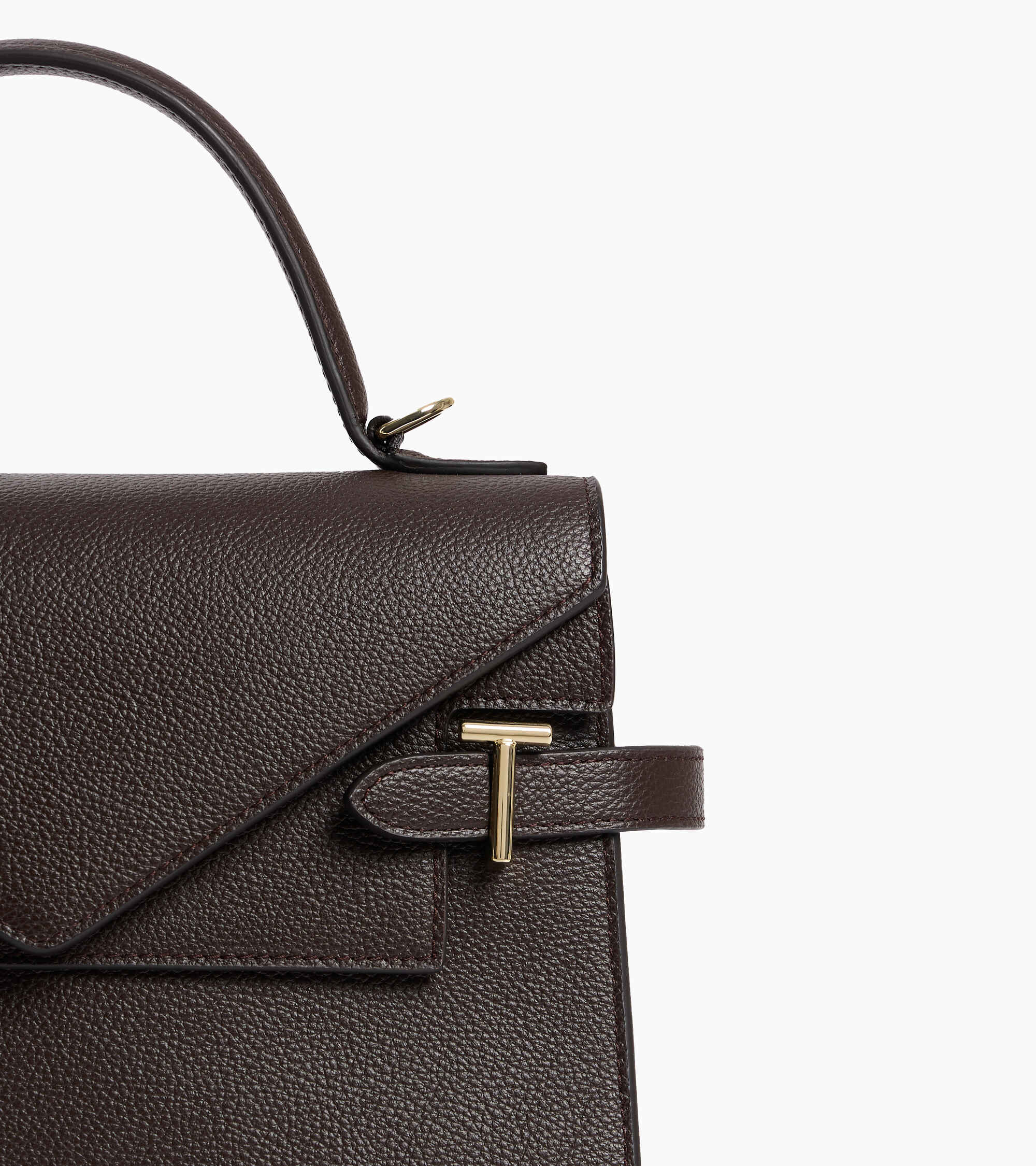 Bolso de mano mediano Emilie de piel texturizada con doble solapa