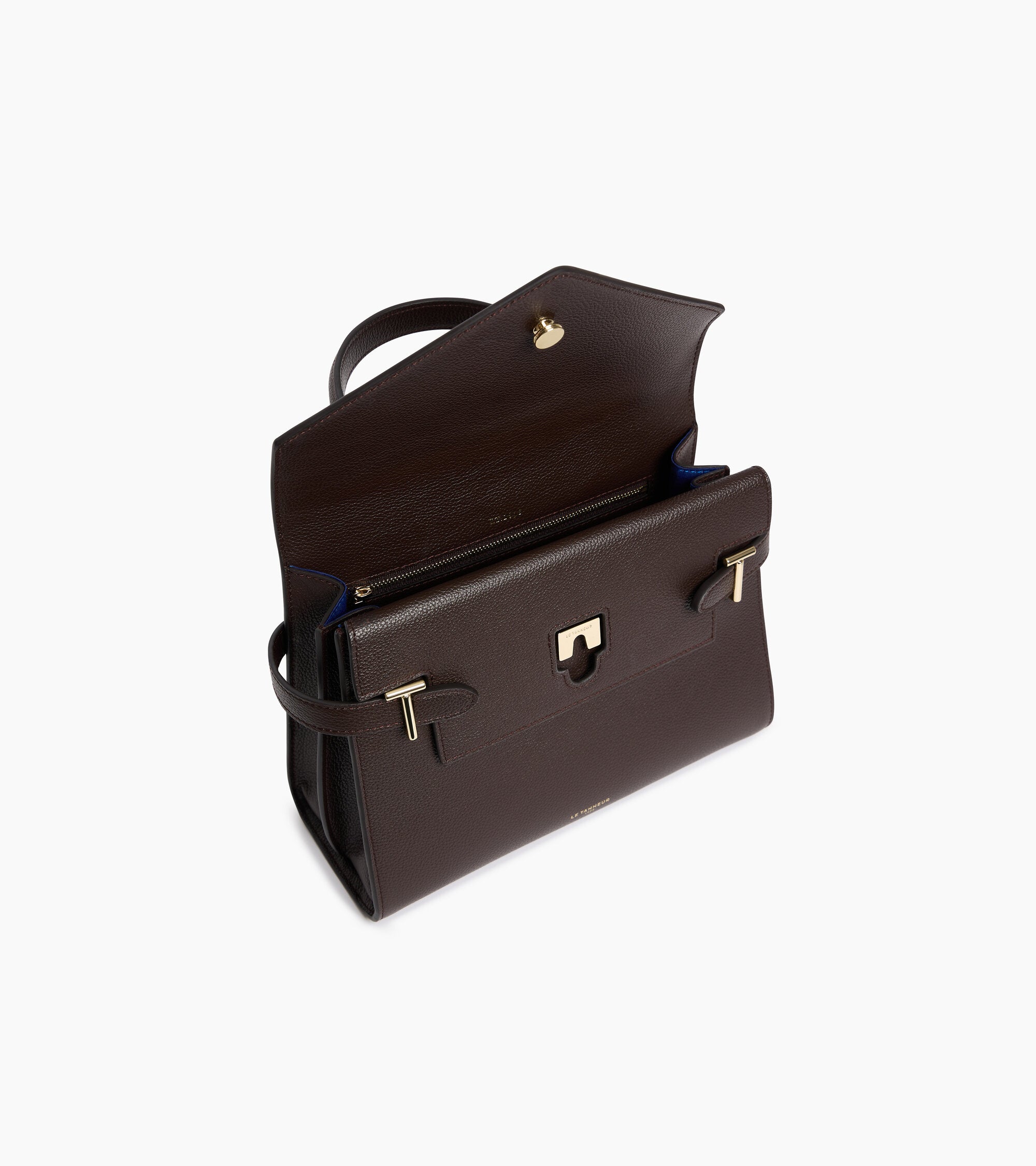Bolso de mano mediano Emilie de piel texturizada con doble solapa