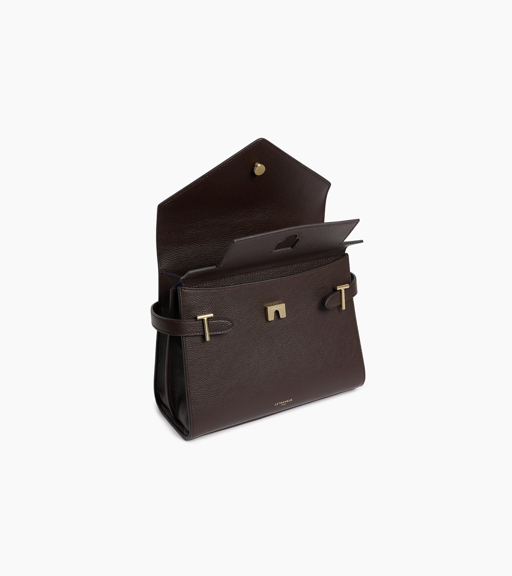 Bolso de mano mediano Emilie de piel texturizada con doble solapa