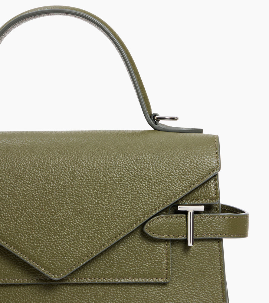 Bolso de mano mediano Emilie de piel texturizada con doble solapa