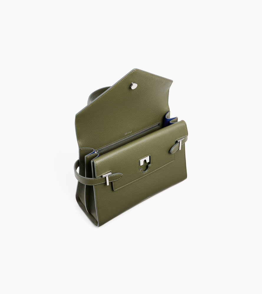Bolso de mano mediano Emilie de piel texturizada con doble solapa