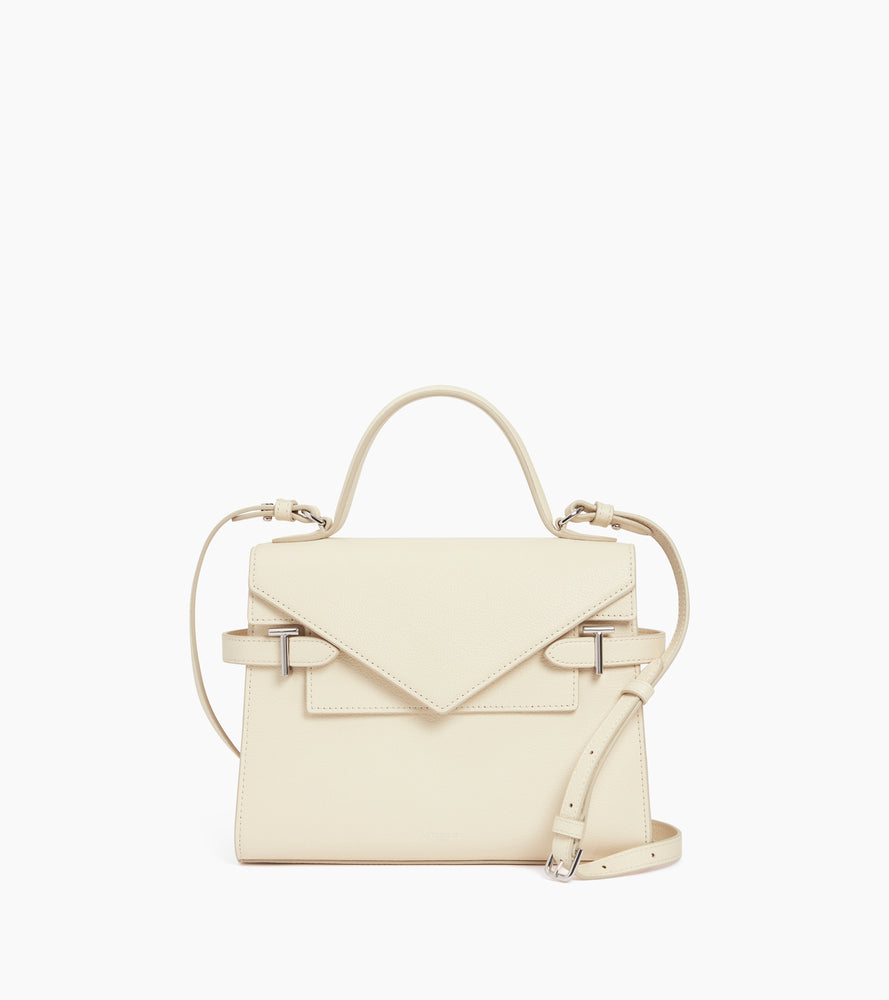 Emilie medium handbag with double flap in grained leather