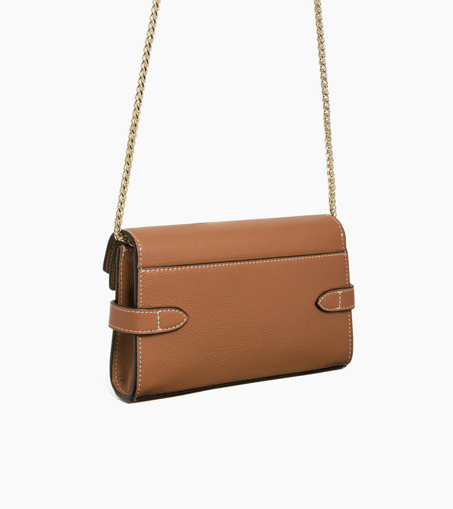 Pochette double rabat Emilie en cuir grainé