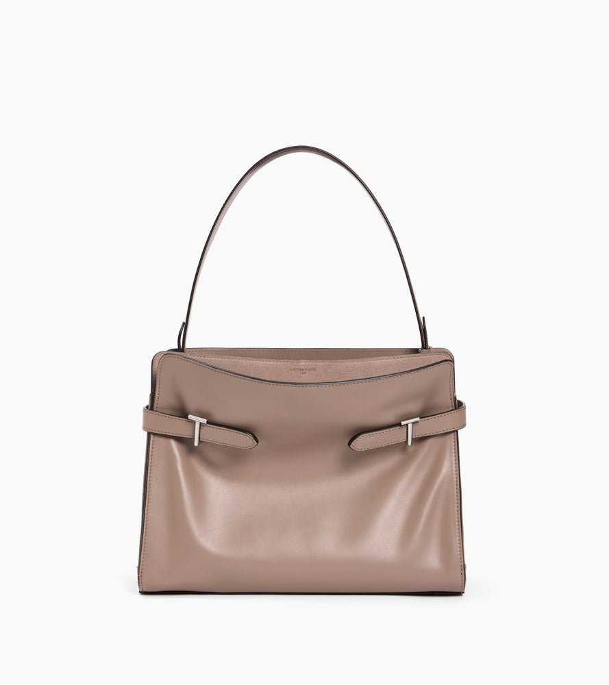 Sac porté épaule grand modèle Emie en cuir lisse et nubuck
