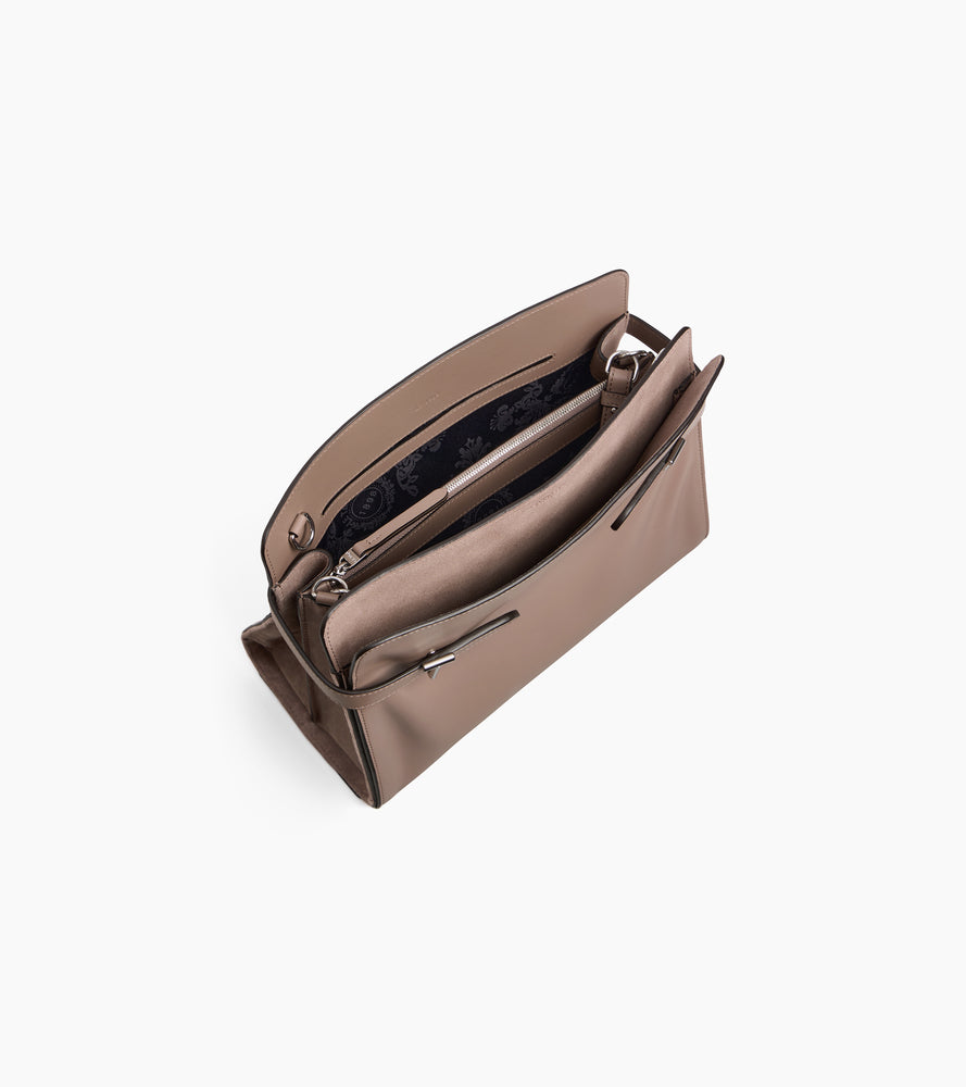 Sac porté épaule grand modèle Emie en cuir lisse et nubuck