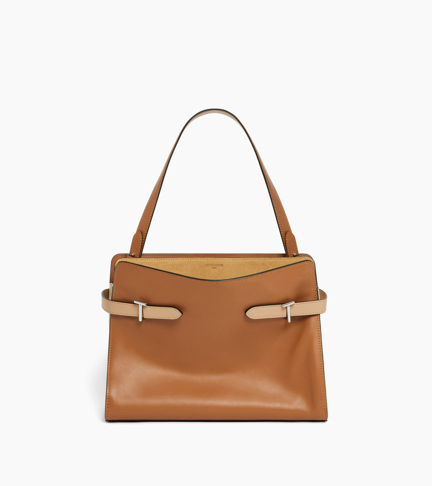 Emie large shoulder bag in smooth leather and nubuck