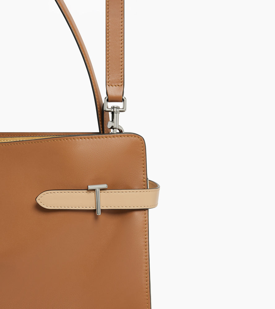 Emie large shoulder bag in smooth leather and nubuck