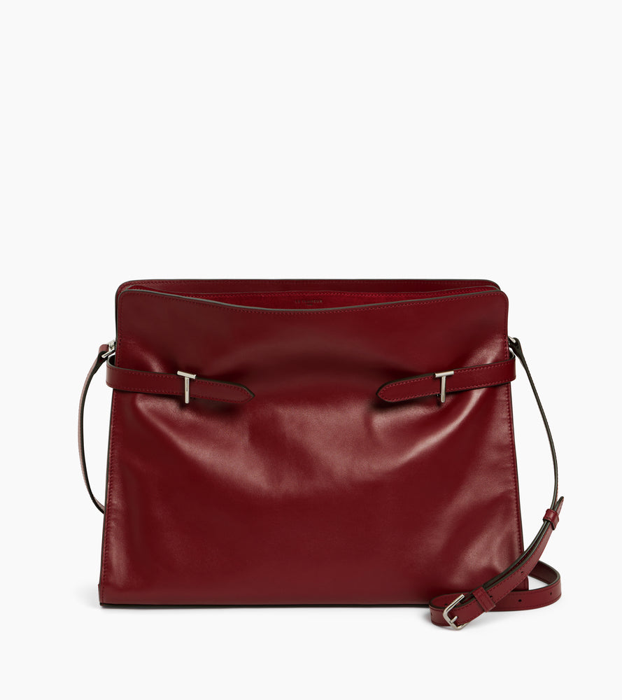 Sac porté épaule modèle maxi Emie en cuir lisse et nubuck