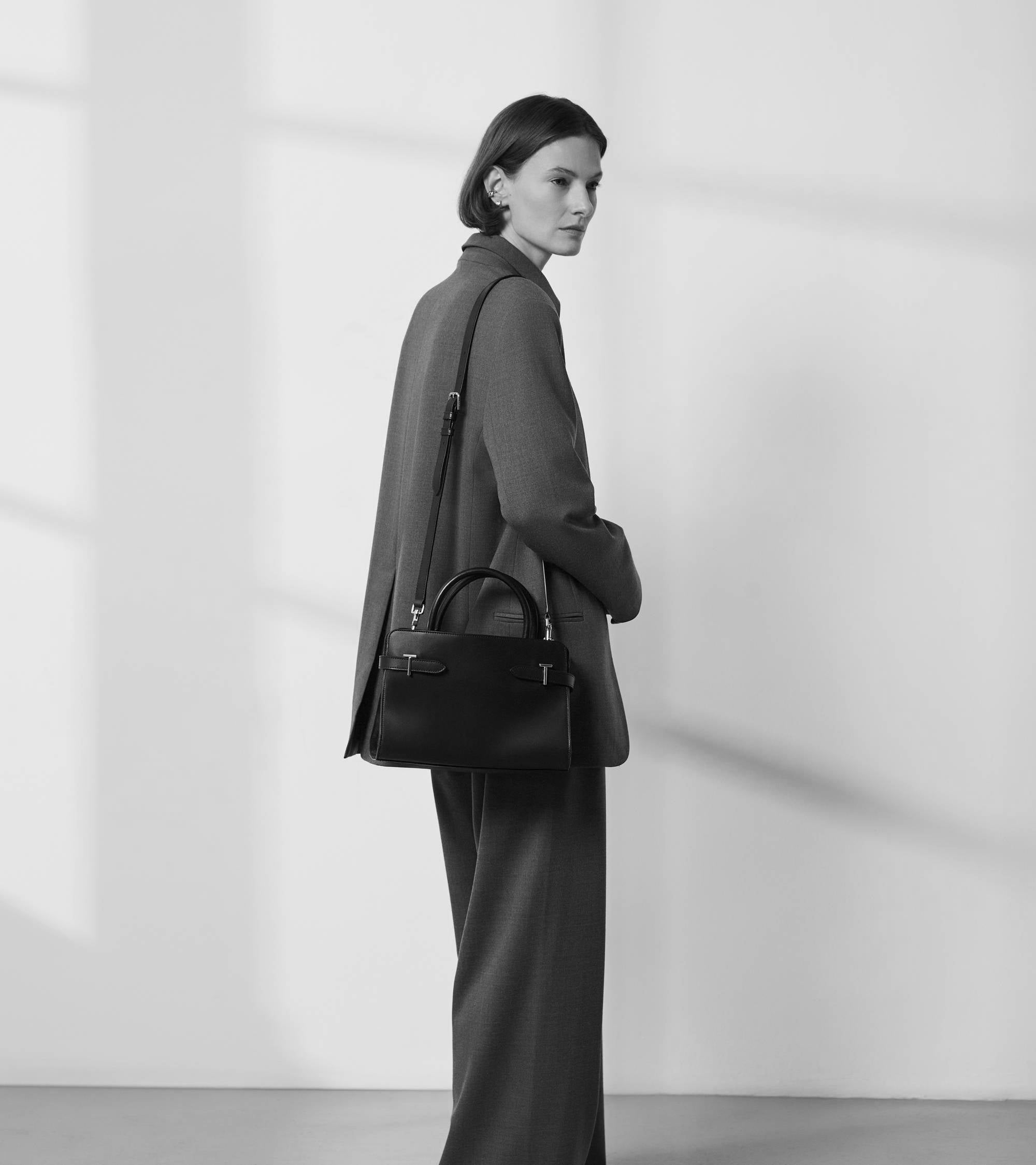 Emie medium handbag in smooth leather and nubuck