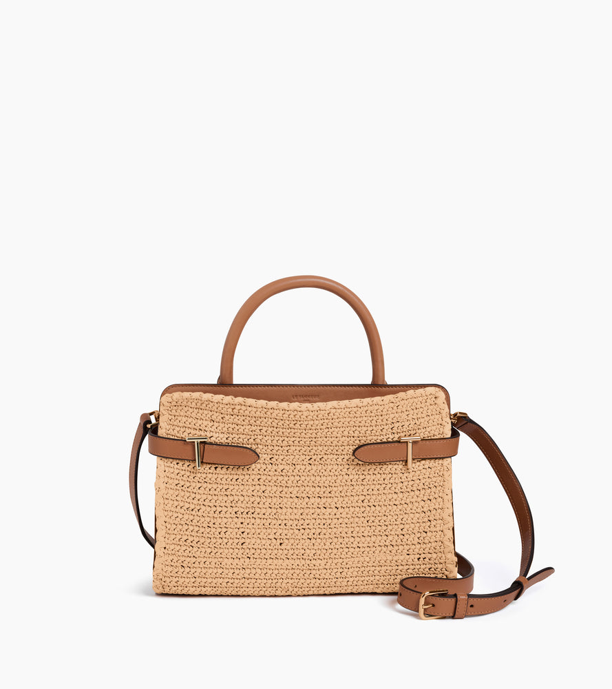 Bolso mediano modelo Emie efecto rafia y cuero liso