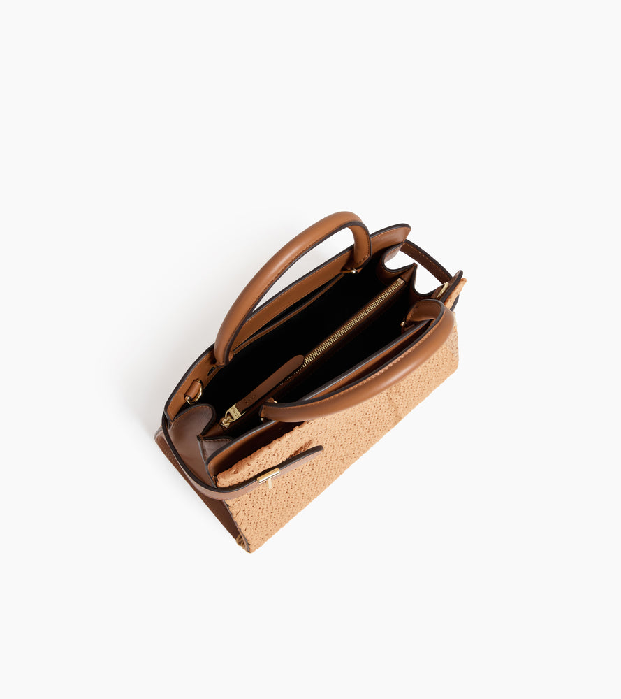 Bolso mediano modelo Emie efecto rafia y cuero liso
