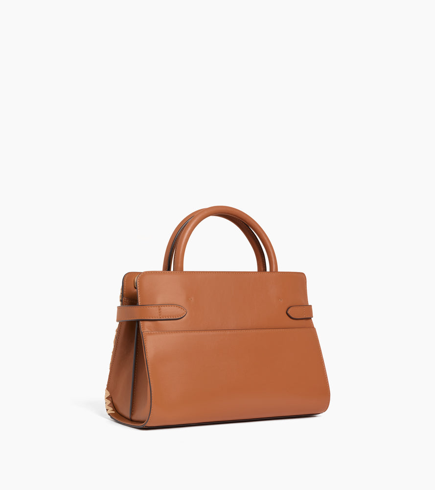 Bolso mediano modelo Emie efecto rafia y cuero liso