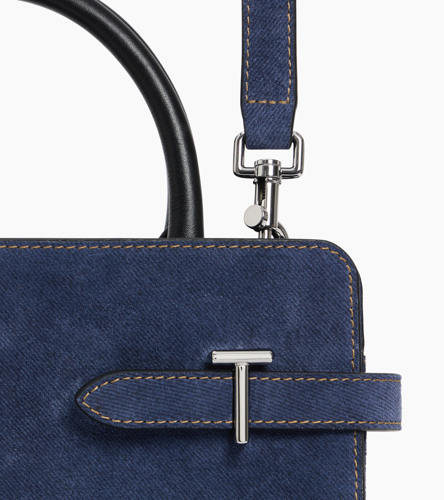 Sac à main moyen modèle Emie en cuir suède effet denim