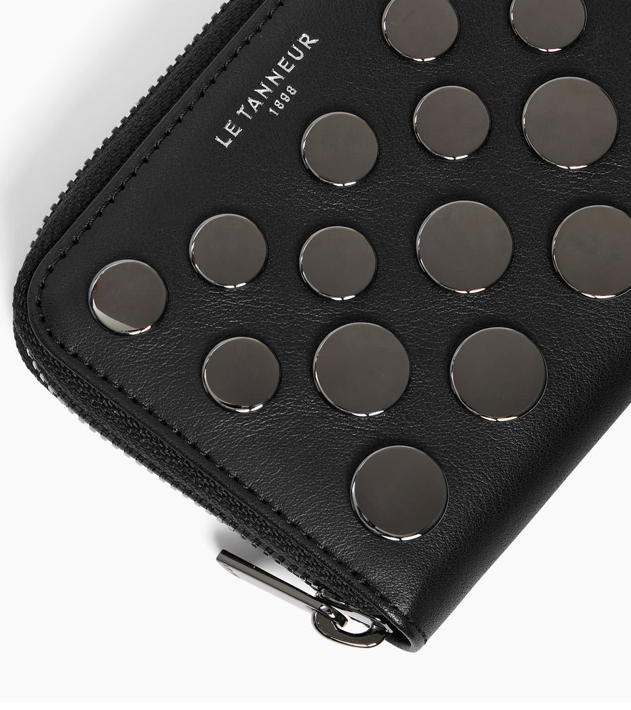 Emilie coin purse in smooth leather with studs