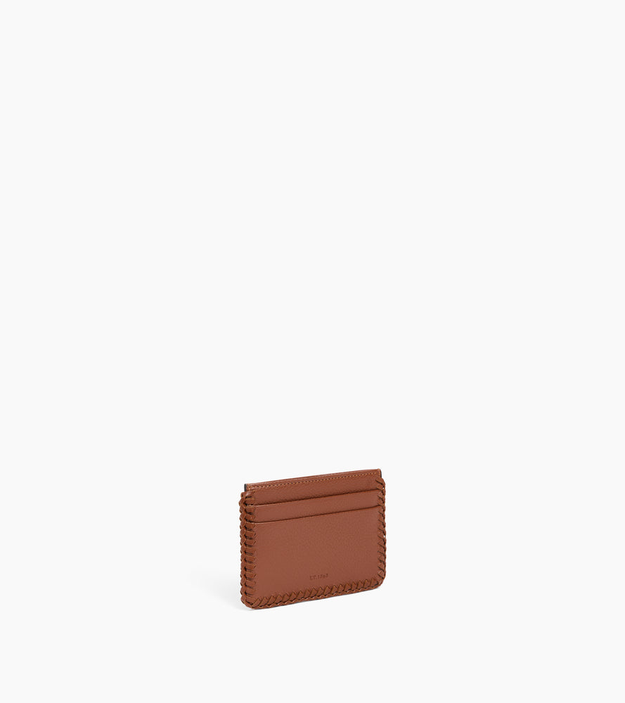 Emilie card holder in grained leather with topstitching