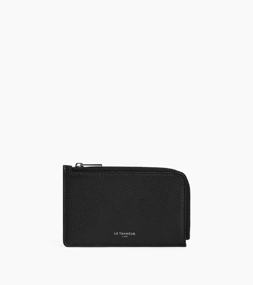 Emilie zipped card holder in grained leather