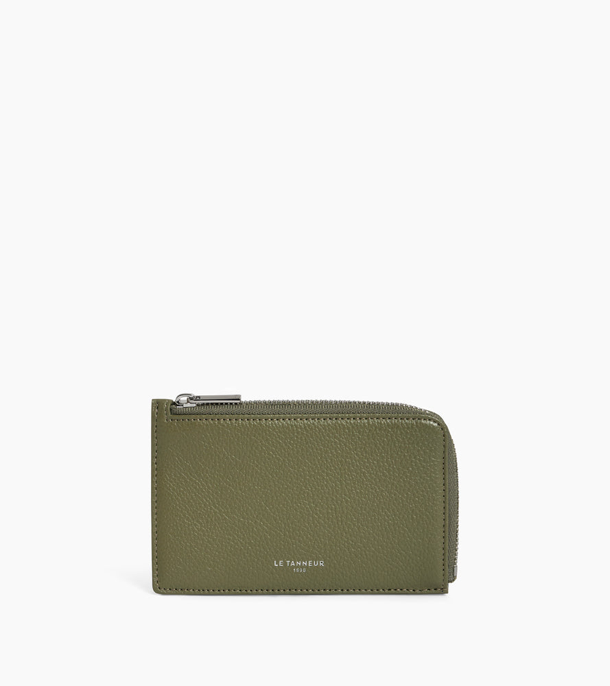 Emilie zipped card holder in grained leather