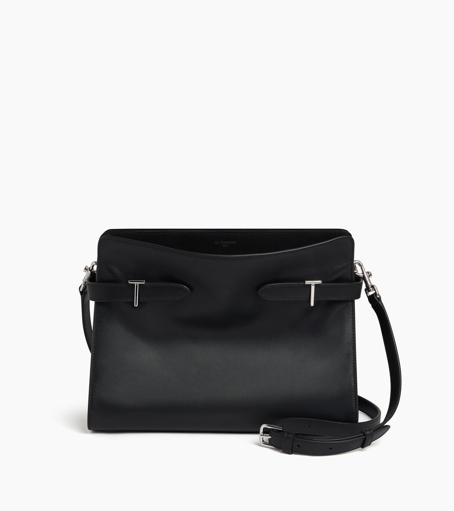Bolsa de hombro grande modelo Emie en cuero liso y nobuk