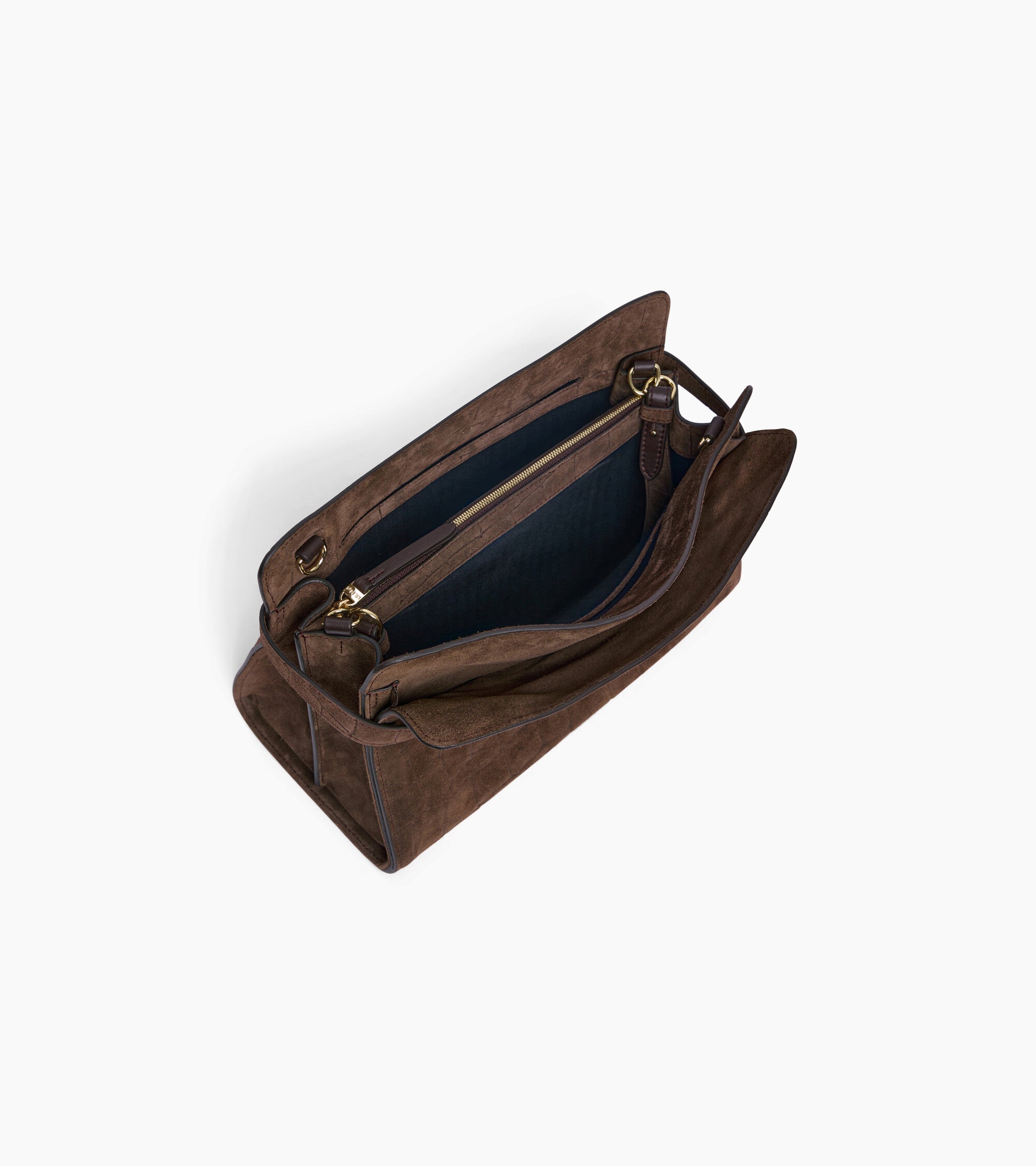 Sac porté épaule grand modèle Emie en cuir refente de velours embossé effet crocodile