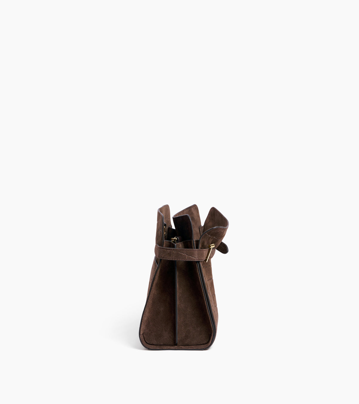 Sac porté épaule grand modèle Emie en cuir refente de velours embossé effet crocodile