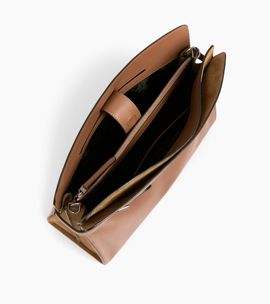 Maxi shoulder bag in smooth leather and nubuck