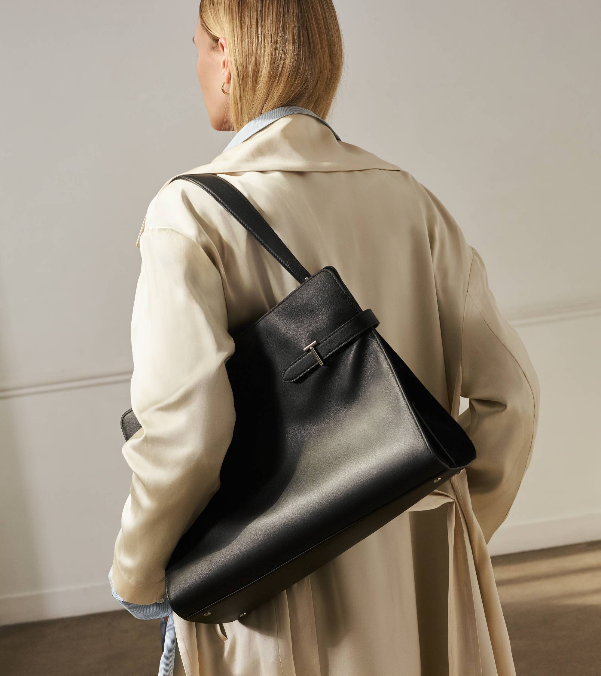 Emie maxi handbag in smooth leather and nubuck