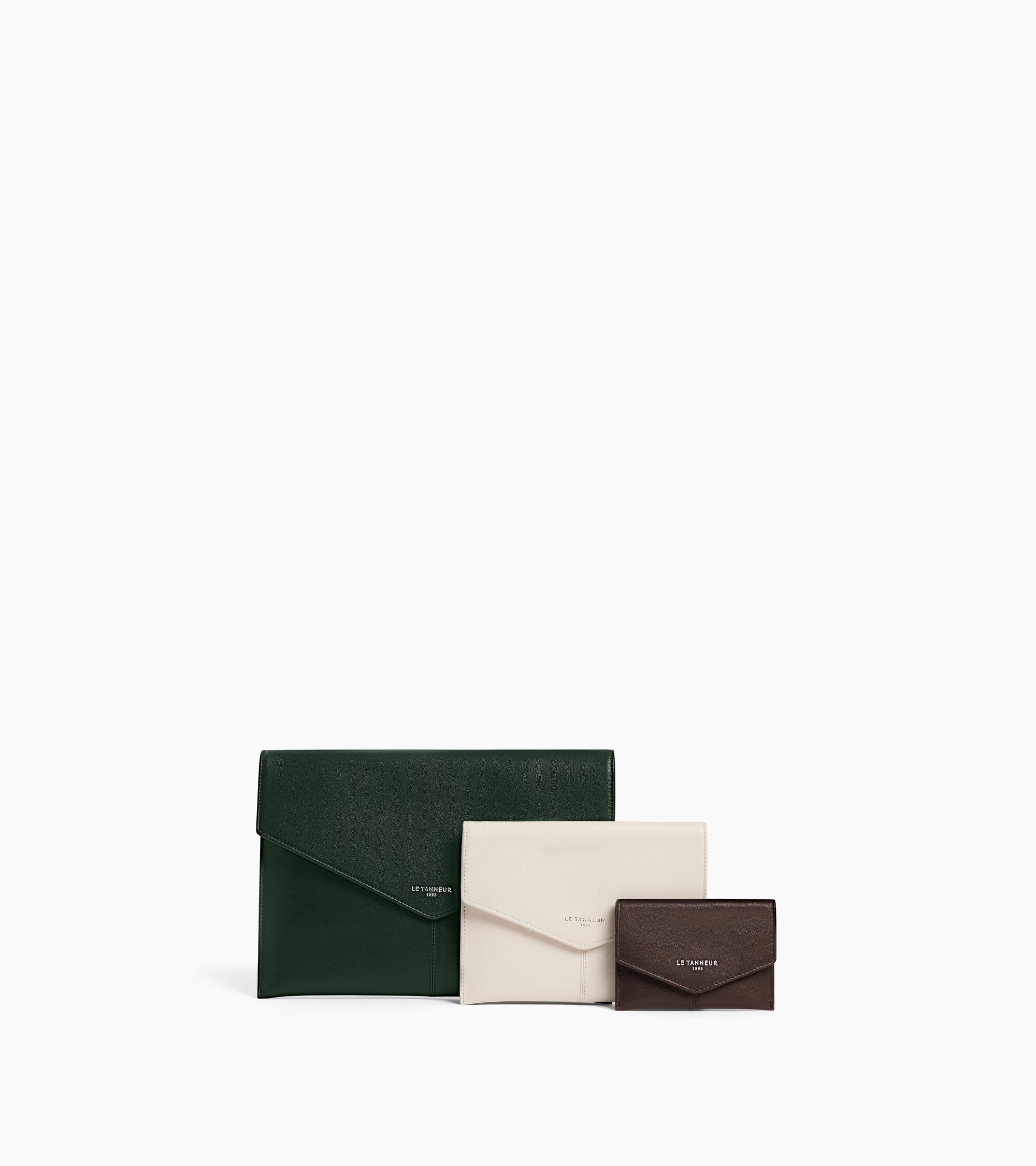 Paulette trio of clutches in smooth leather