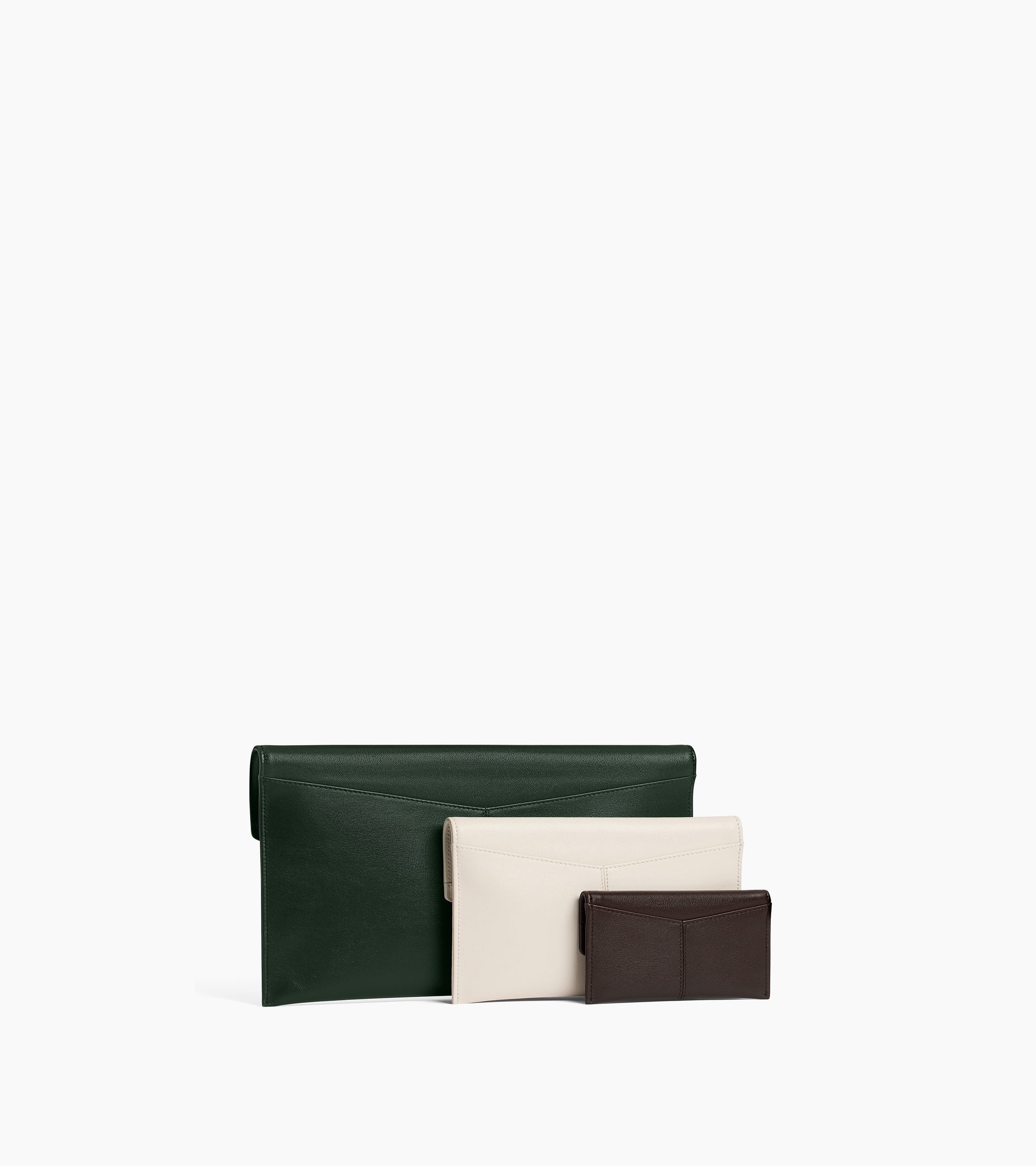 Paulette trio of clutches in smooth leather