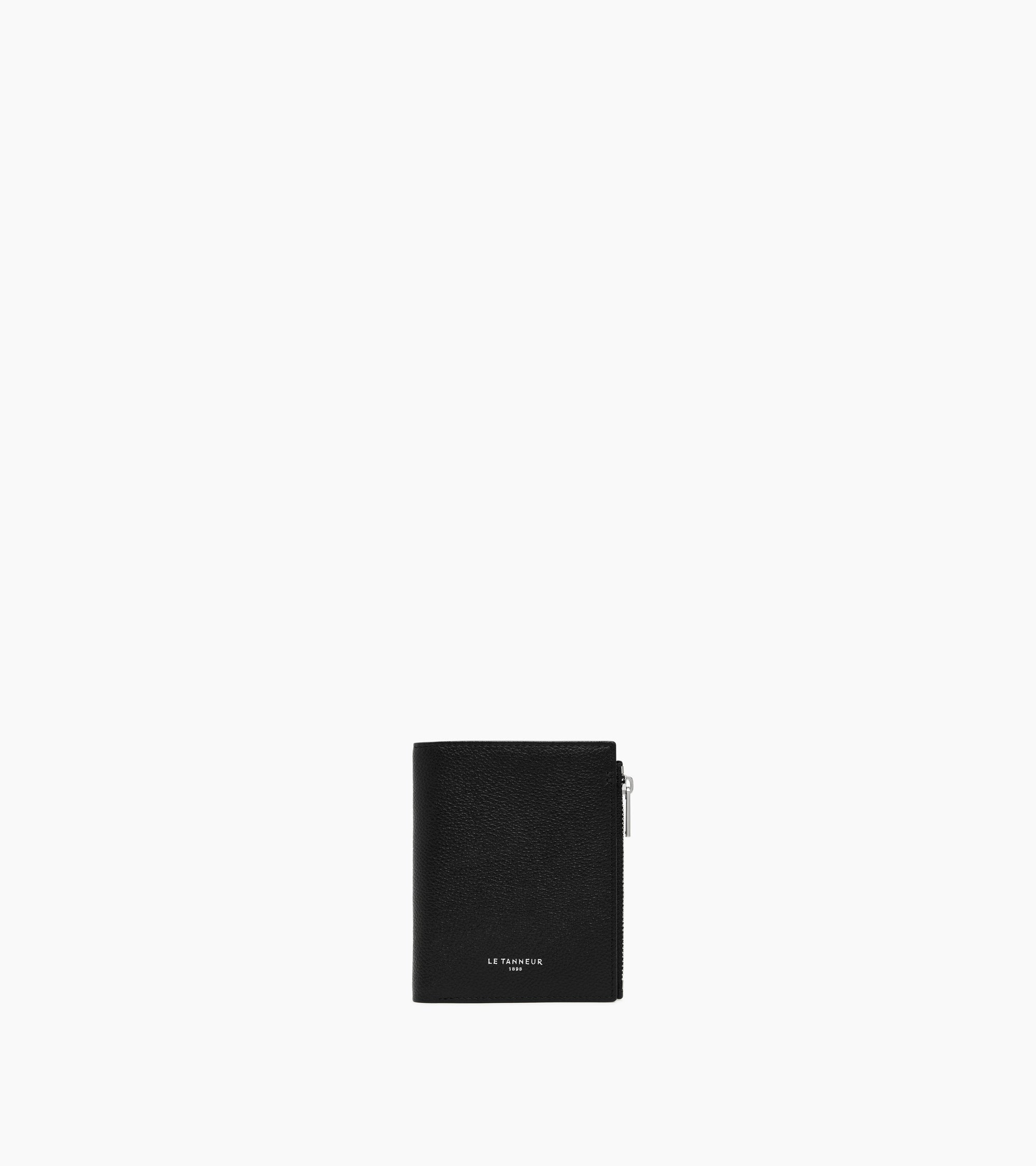 Lucien small vertical zipped wallet in grained leather