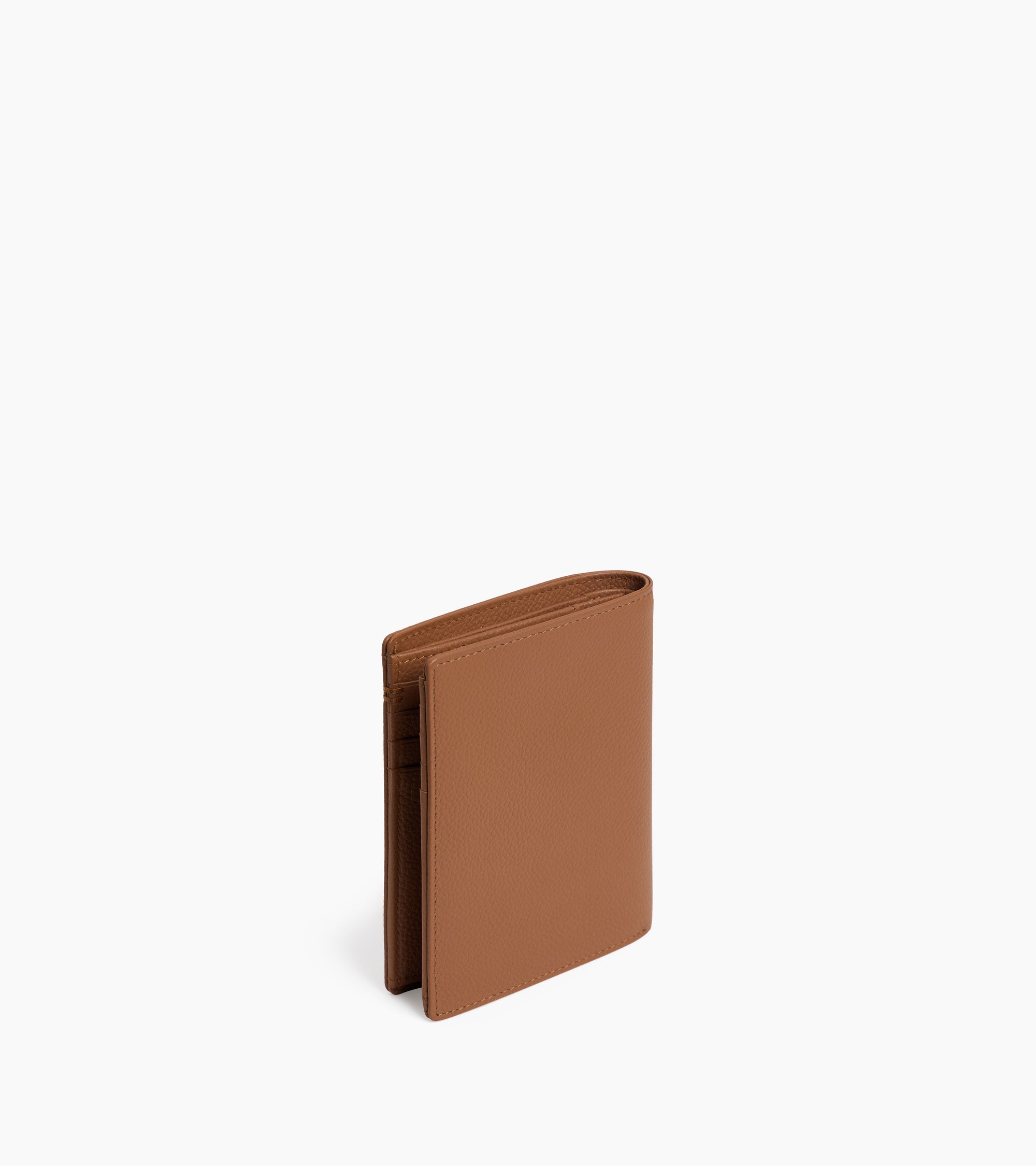 Lucien small vertical two-fold zipped wallet in grained leather