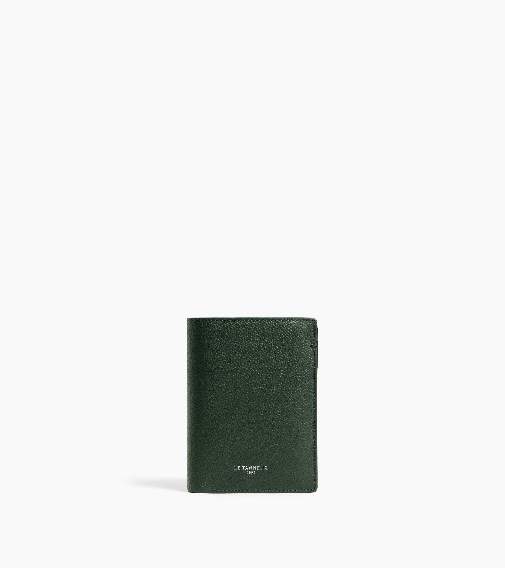 Lucien small vertical two-fold zipped wallet in grained leather